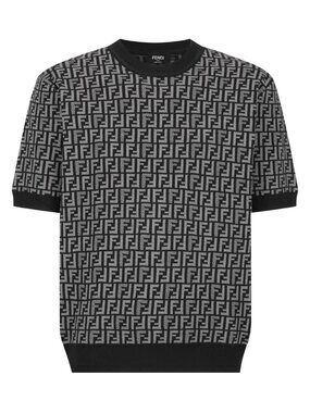 Fendi Black & Gray FF Jacquard Crewneck Sweater
